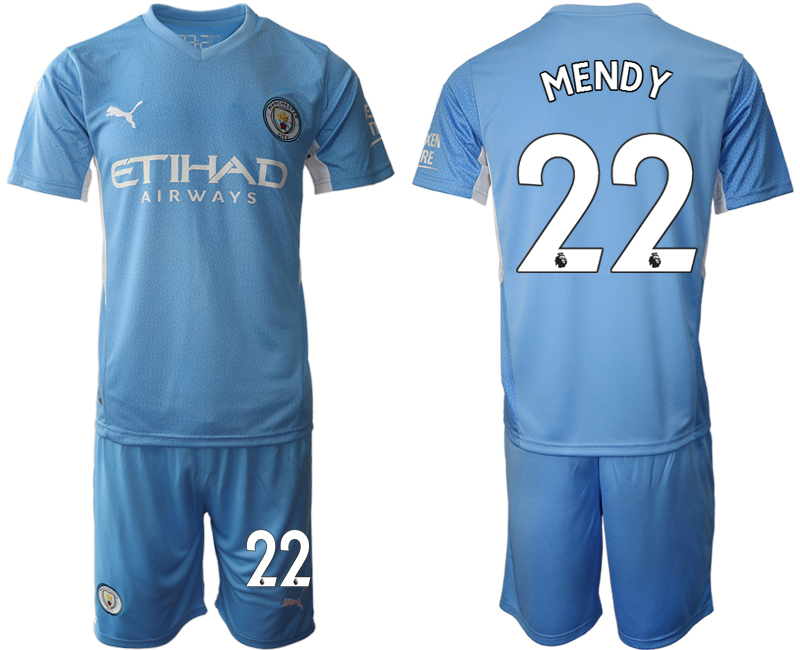 Men 2021-2022 Club Manchester City home Light blue #22 Soccer Jersey->manchester city jersey->Soccer Club Jersey